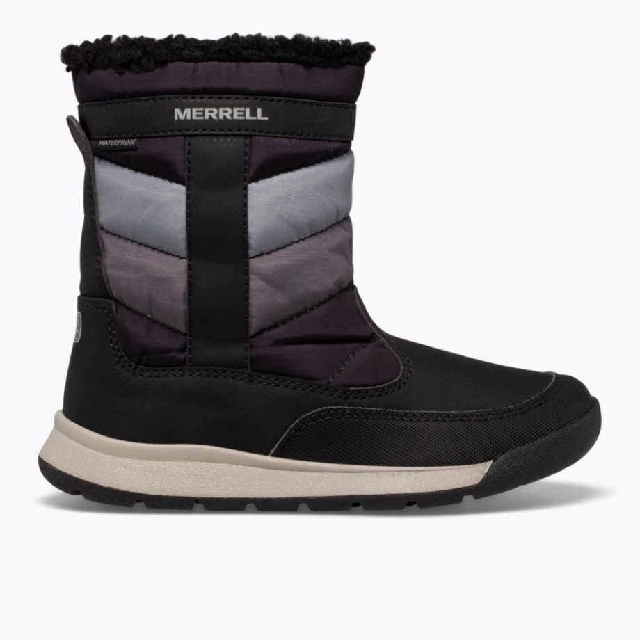 Big Kid's Alpine Puffer Botte Imperméable Merrell Noir Gris